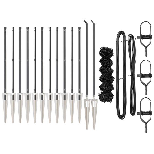 vidaXL Ker&iacute;t&eacute;soszlop Sz&uuml;rke 25 x 1 m (60 x 60 mm h&aacute;l&oacute;) Ac&eacute;l
