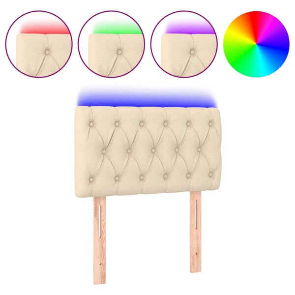 vidaXL krémszínű szövet LED-es fejtámla 80 x 7 x 78/88 cm