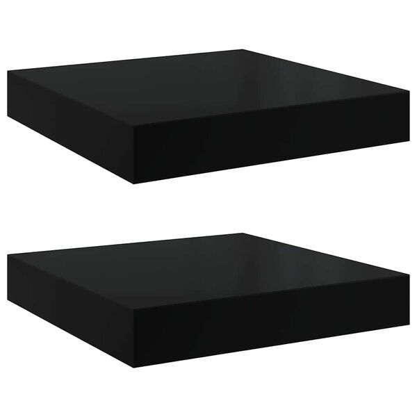 vidaXL 2 db magasf&eacute;nyű fekete MDF lebegő fali polc 23 x 23,5 x 3,8 cm