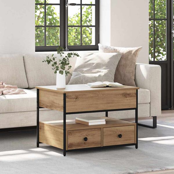 vidaXL Doh&aacute;nyz&oacute;asztal fi&oacute;kkal Artisan t&ouml;lgy 70 x 50 x 54.5 cm Faanyag