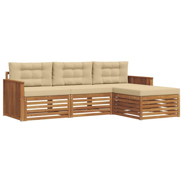 vidaXL K&uuml;lt&eacute;ri kanap&eacute; szett p&aacute;rn&aacute;val 4 pcs Term&eacute;szetes &eacute;s b&eacute;zs