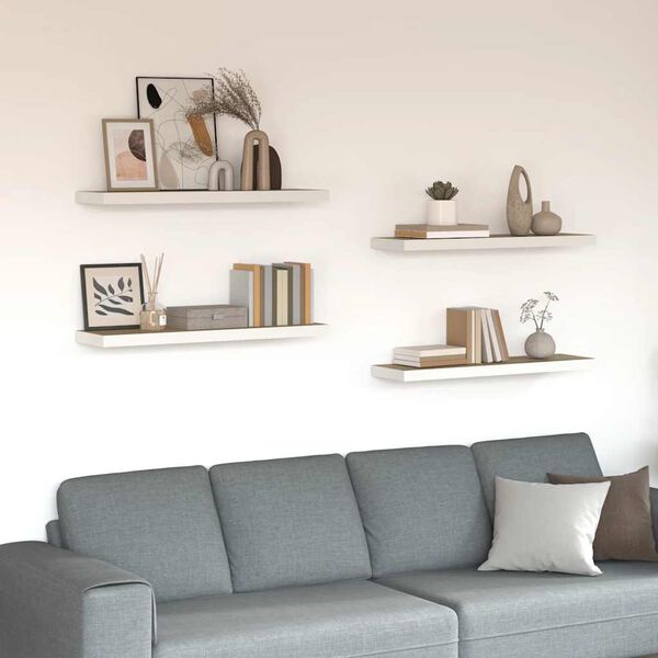 vidaXL 4 db t&ouml;lgysz&iacute;nű &eacute;s feh&eacute;r MDF lebegő fali polc 80x23,5x3,8 cm