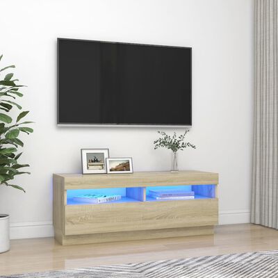 vidaXL sonoma-tölgy színű TV-szekrény LED-lámpákkal 100 x 35 x 40 cm