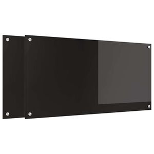 vidaXL Konyhai splashback 2 pcs Fekete 100 x 50 cm edzett &uuml;veg