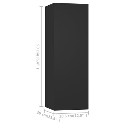 vidaXL 4 db fekete forgácslap TV-szekrény 30,5 x 30 x 90 cm