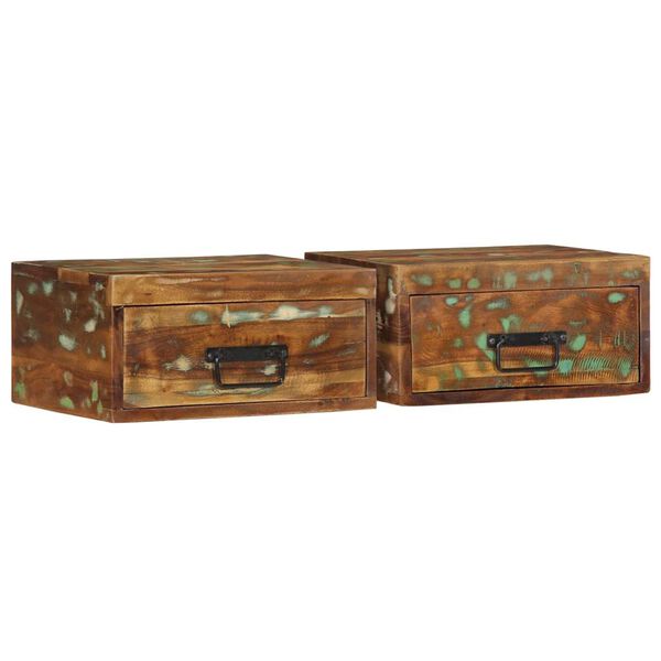 vidaXL 2 db tömör újrahasznosított falra szerelhető éjjeliszekrény