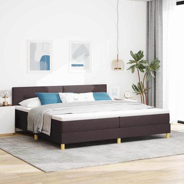 vidaXL Boxspring &aacute;gy matraccal s&ouml;t&eacute;tbarna 200 x 200 cm sz&ouml;vet