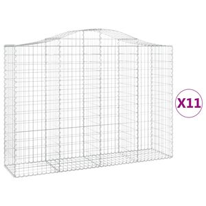 vidaXL 11 db &iacute;ves horganyzott vas gabion kos&aacute;r 200x50x140/160 cm
