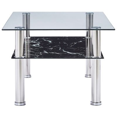 vidaXL fekete márványhatású edzett üveg dohányzóasztal 100x60x42 cm