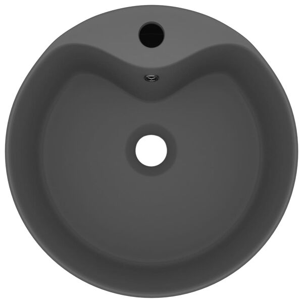 vidaXL matt s&ouml;t&eacute;tsz&uuml;rke luxus ker&aacute;mia mosd&oacute;kagyl&oacute; t&uacute;lfoly&oacute;val 36x13 cm