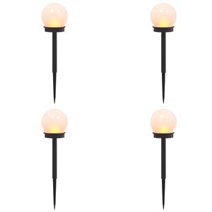 vidaXL K&uuml;lt&eacute;ri napelemes l&aacute;mp&aacute;k talppal 4 db Meleg feh&eacute;r 38,5 cm ABS