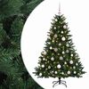 vidaXL Műkar&aacute;csonyfa g&ouml;mbbel 150 cm 150 LED Meleg feh&eacute;r PVC &eacute;s f&eacute;m
