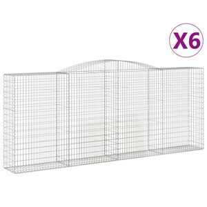 vidaXL 6 db &iacute;ves horganyzott vas gabion kos&aacute;r 400x50x160/180 cm