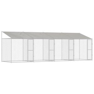 vidaXL Kutya ketrec tetővel Ez&uuml;st 800 x 200 x 256 cm Ac&eacute;l &eacute;s PE