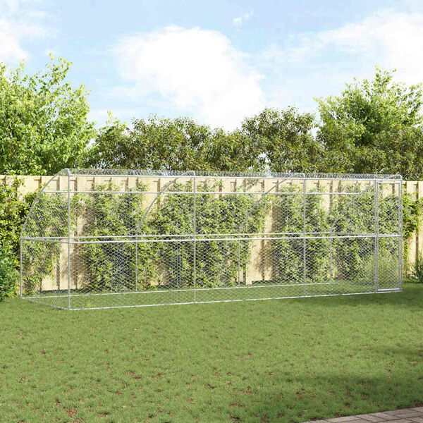 vidaXL Kutyah&aacute;z t&aacute;rol&oacute;val 3 pcs Ez&uuml;st 6 x 2 x 2 m Horganyzott ac&eacute;l