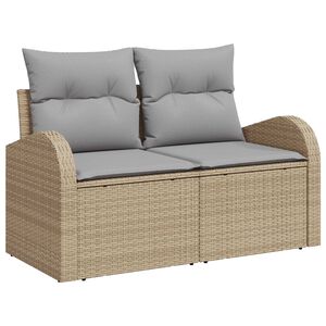 vidaXL Kerti Kanap&eacute; Szett 3 pcs b&eacute;zs &eacute;s vil&aacute;gossz&uuml;rke Poli rattan
