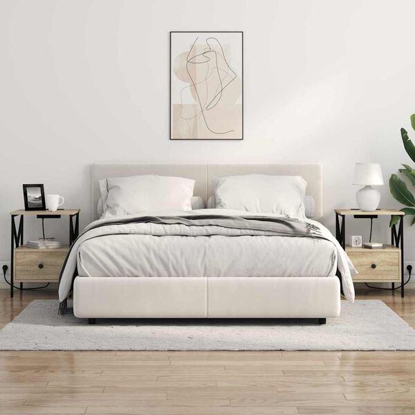 vidaXL &Eacute;jjeliszekr&eacute;ny fi&oacute;kkal Sonoma t&ouml;lgy 41,5 x 40,5 x 55 cm Faanyag