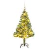 vidaXL műkar&aacute;csonyfa 150 LED-del, g&ouml;mbszettel &eacute;s h&oacute;pehellyel 120 cm