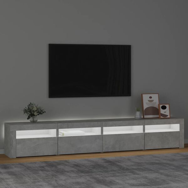vidaXL betonszürke TV-szekrény LED-lámpákkal 240x35x40 cm