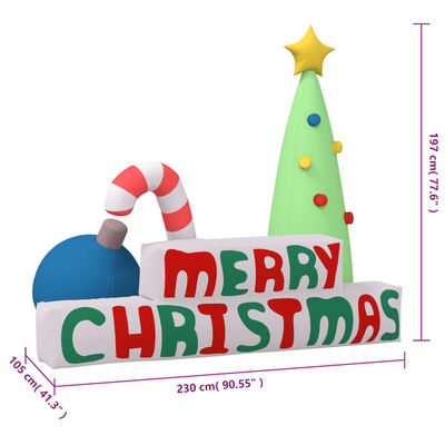 vidaXL felfújható Merry Christmas dekoráció LED-ekkel 197 cm