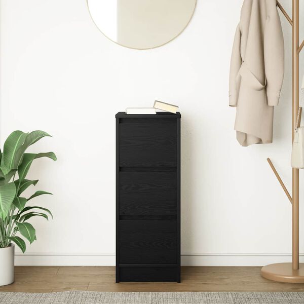 vidaXL fekete t&ouml;lgy szerelt fa t&aacute;lal&oacute;szekr&eacute;ny 29,5x34x76 cm