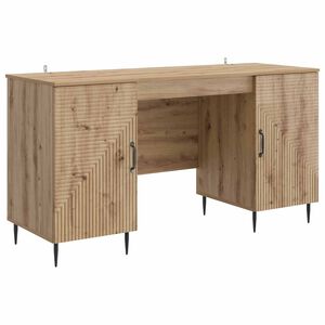vidaXL Asztal polcokkal K&eacute;zműves T&ouml;lgy 142,5 x 50 x 75 cm Szerelt Fa