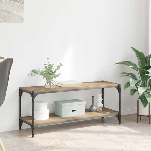 vidaXL TV szekr&eacute;ny Artisan t&ouml;lgy 100x33x41cm Műszaki fa &eacute;s vas