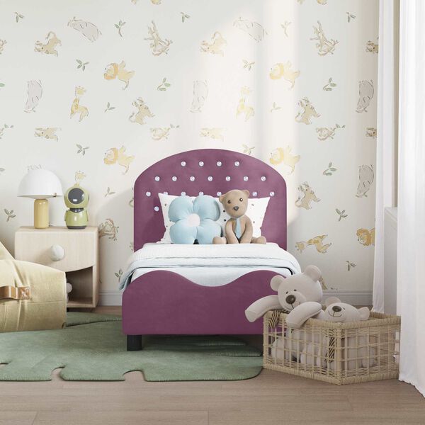 vidaXL Gyerek&aacute;gy keret fejt&aacute;ml&aacute;val Lila 70 x 140 cm B&aacute;rsony