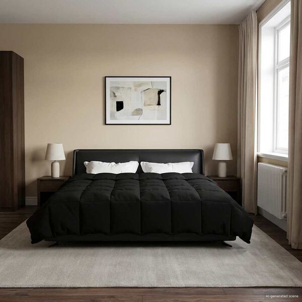 vidaXL Ny&aacute;ri Takarm&aacute;ny S&ouml;v&eacute;nyes Fekete 200 x 220 cm Mikrosz&aacute;l