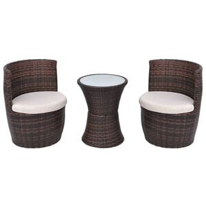 vidaXL 3 darabos barna polyrattan bisztr&oacute;szett p&aacute;rn&aacute;kkal