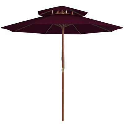 vidaXL bordóvörös kétszintes napernyő farúddal 270 cm