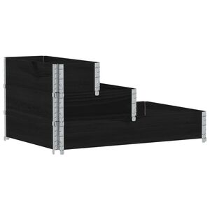 vidaXL 3 szintes fekete t&ouml;m&ouml;r fenyőfa magas&aacute;gy&aacute;s 120 x 80 cm
