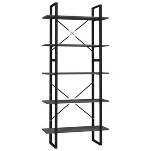 vidaXL 5 szintes sz&uuml;rke szerelt fa k&ouml;nyvszekr&eacute;ny 80 x 30 x 175 cm