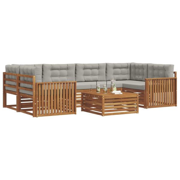 vidaXL K&uuml;lt&eacute;ri kanap&eacute; szett 7 pcs Term&eacute;szetes &eacute;s Vil&aacute;gossz&uuml;rke