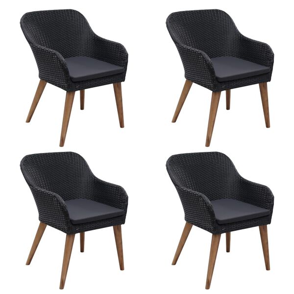 vidaXL 5 r&eacute;szes fekete kerti &eacute;tkezőgarnit&uacute;ra