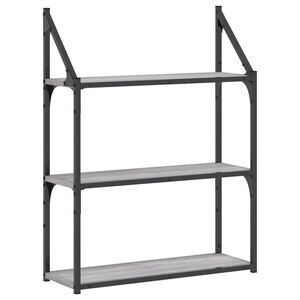 vidaXL 3 szintes sz&uuml;rke sonoma sz&iacute;nű szerelt fa fali polc 60x21x78,5cm