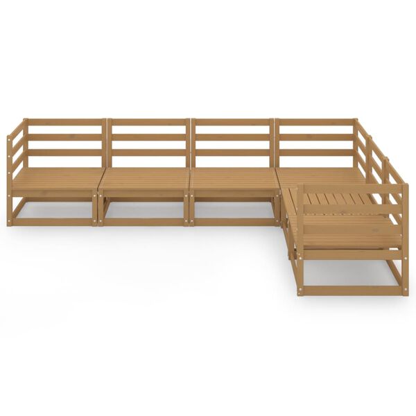 vidaXL 6 r&eacute;szes m&eacute;zbarna t&ouml;m&ouml;r fenyőfa kerti &uuml;lőgarnit&uacute;ra