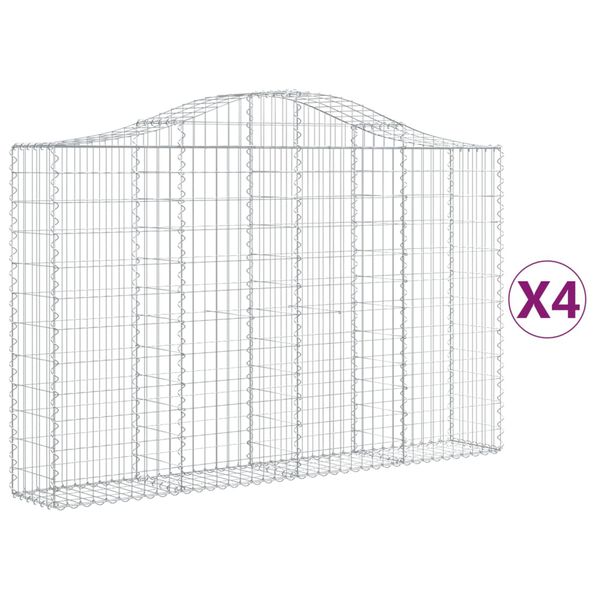 vidaXL 4 db &iacute;ves horganyzott vas gabion kos&aacute;r 200x30x120/140 cm