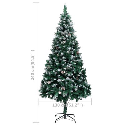 vidaXL megvilágított műkarácsonyfa gömb szettel és tobozzal 240 cm