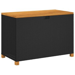 vidaXL fekete polyrattan &eacute;s ak&aacute;cfa kerti t&aacute;rol&oacute;l&aacute;da 110 x 55 x 63 cm