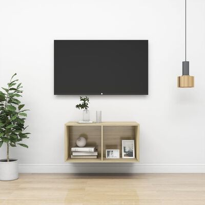 vidaXL sonoma-tölgy színű forgácslap fali TV-szekrény 37 x 37 x 72 cm