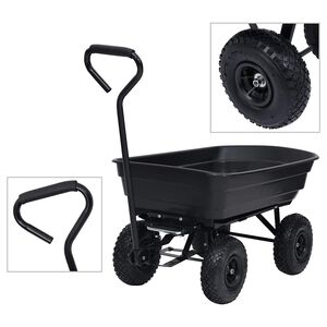 vidaXL fekete kerti k&eacute;zikocsi 300 kg 75 liter
