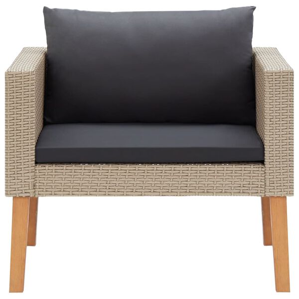 vidaXL 5 r&eacute;szes b&eacute;zs polyrattan kerti &uuml;lőgarnit&uacute;ra p&aacute;rn&aacute;kkal