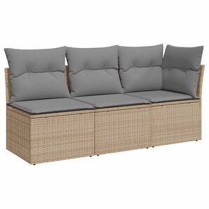 vidaXL 3 szem&eacute;lyes b&eacute;zs polyrattan kerti kanap&eacute; p&aacute;rn&aacute;val