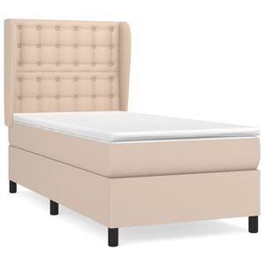 vidaXL cappuccino sz&iacute;nű műbőr rug&oacute;s &aacute;gy matraccal 80 x 200 cm