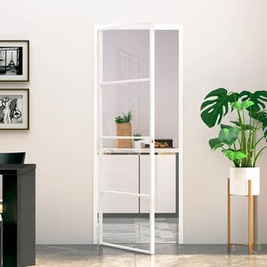 vidaXL feh&eacute;r edzett &uuml;veg &eacute;s alum&iacute;nium v&eacute;kony belt&eacute;ri ajt&oacute; 76x201,5 cm