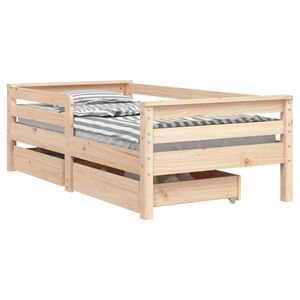 vidaXL t&ouml;m&ouml;r fenyőfa gyerek&aacute;gykeret fi&oacute;kokkal 70 x 140 cm