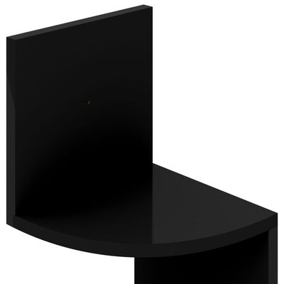 vidaXL magasfényű fekete szerelt fa fali sarokpolc 19 x 19 x 123 cm