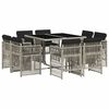 vidaXL 9r&eacute;szes vil&aacute;gossz&uuml;rke polyrattan kerti &eacute;tkezőgarnit&uacute;ra p&aacute;rn&aacute;val