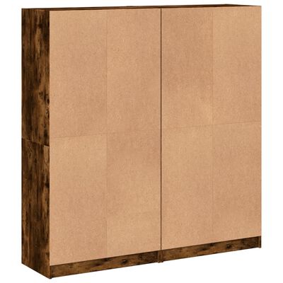 vidaXL füstös tölgy szerelt fa könyvespolc ajtókkal 136x37x142 cm